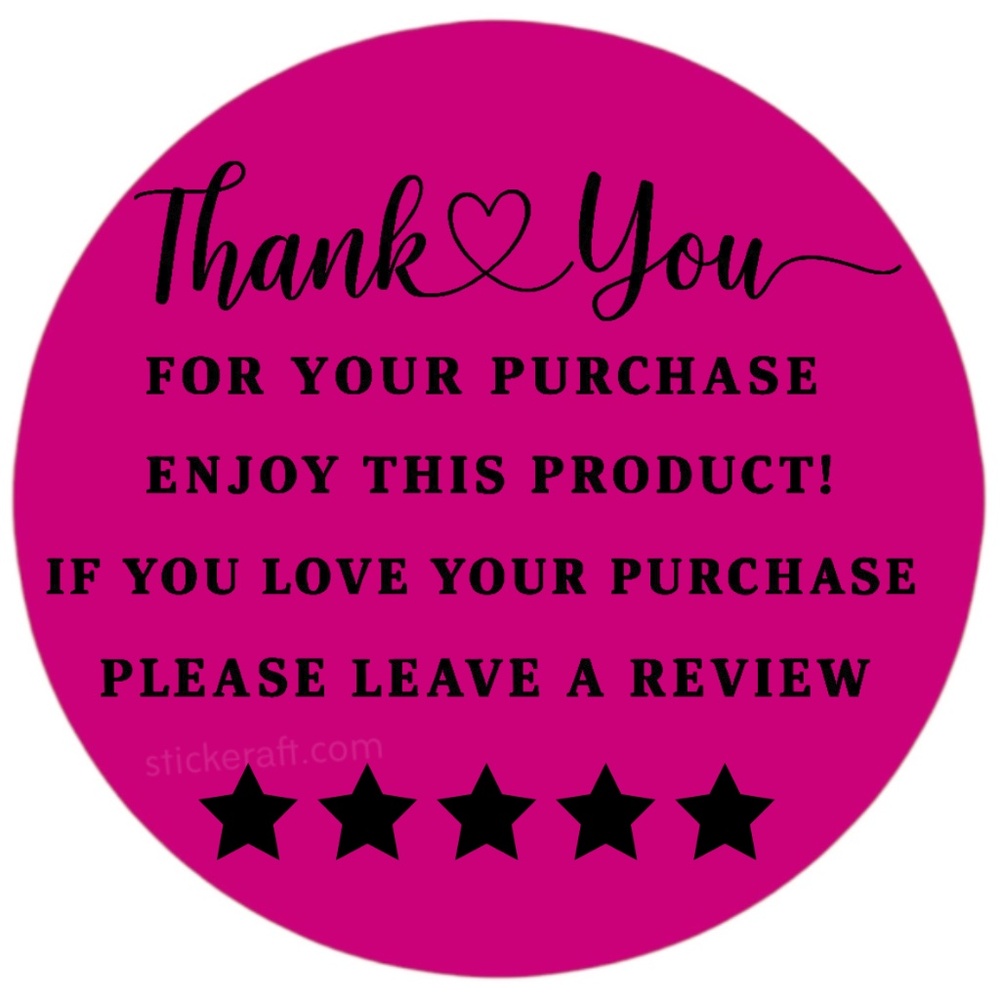 Thank You for Purchase Stickers β 2 Inch, 5 Star Review Labels β 100 PCS NEW - Picture 12 of 15